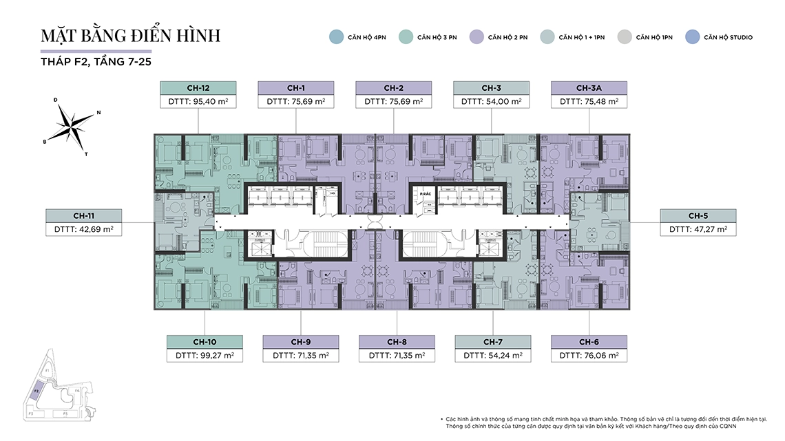 Mặt bằng tháp F2 T7 -T25