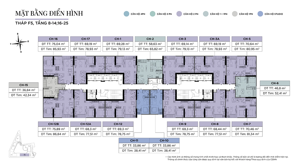 Mặt bằng tháp F5 T8-14 và T16-25