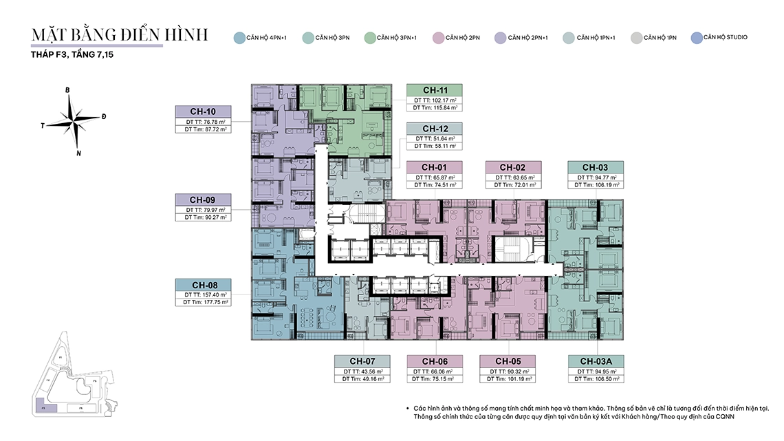 Mặt bằng tháp F3 T7 -T15